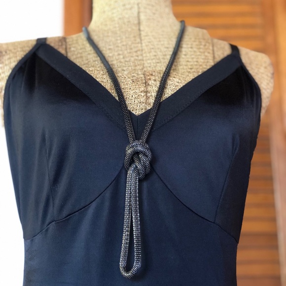 Long Gunmetal Silver Knotted Gatsby Necklace - Picture 3 of 9